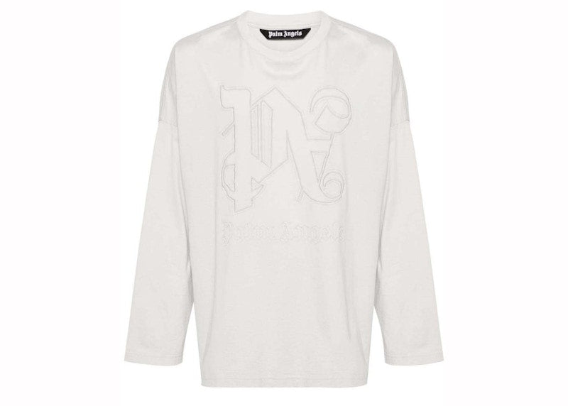 Palm Angels Monogram Cotton T-Shirt Light Grey