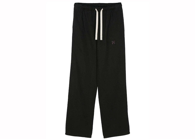 Palm Angels Monogram-Embroidered Straight Trousers Black