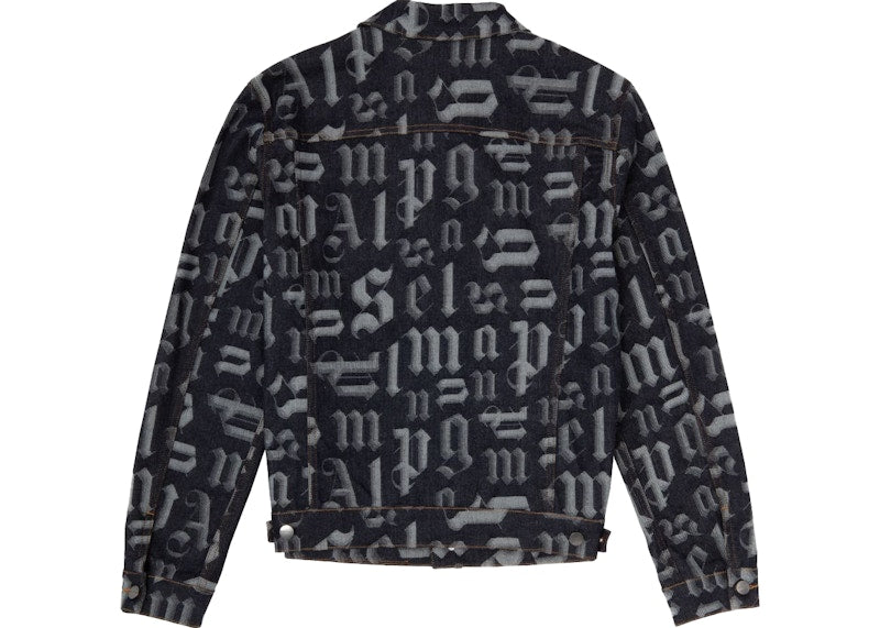 Palm Angels Monogram Print Denim Jacket Black