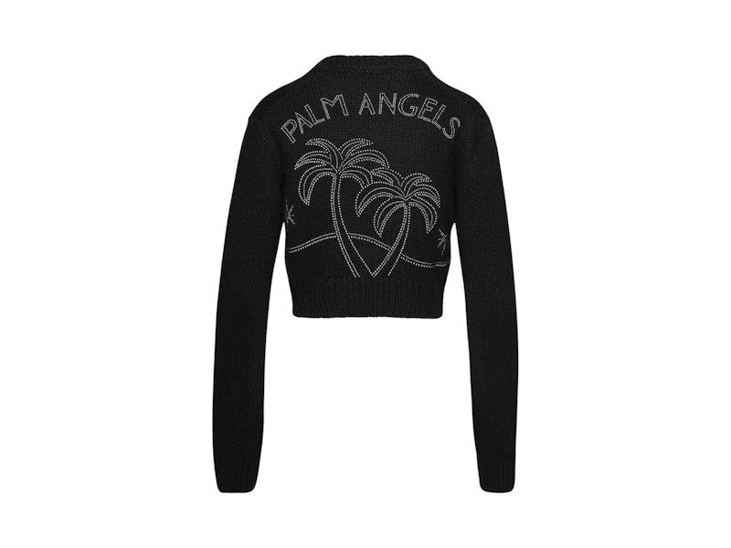 Palm Angels Monogram Stud Zip Sweater Black