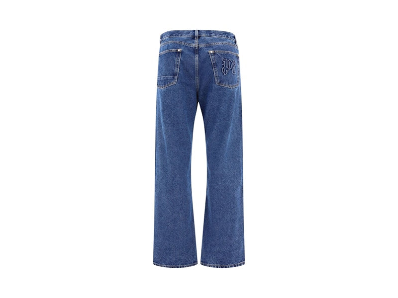 Palm Angels Monogram Workwear Denim Jeans Blue