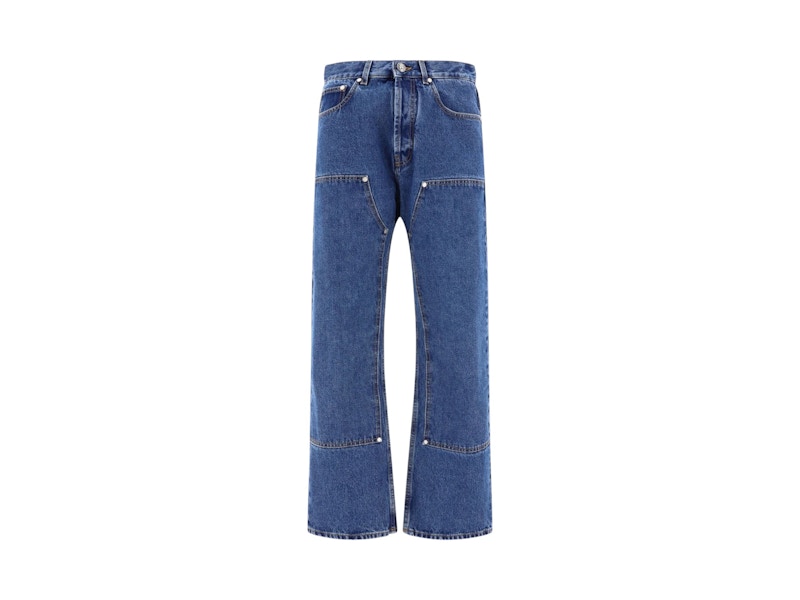 Palm Angels Monogram Workwear Denim Jeans Blue