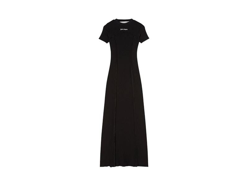 Palm Angels Open Back Logo Rib Dress Black