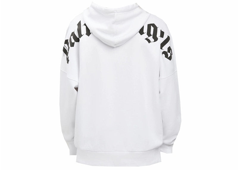 Palm Angels Over The Head Logo Hooded Sweatshirt White/Black
