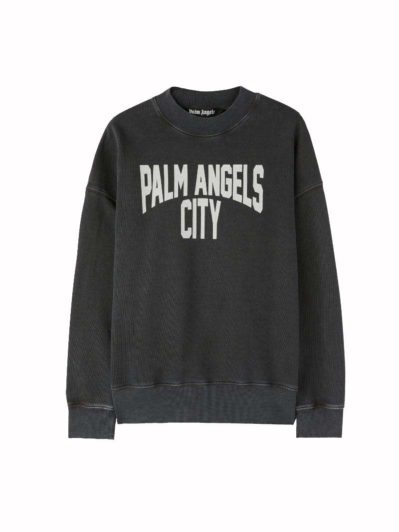 Palm Angels PA City Washed Crewneck Dark Grey/White