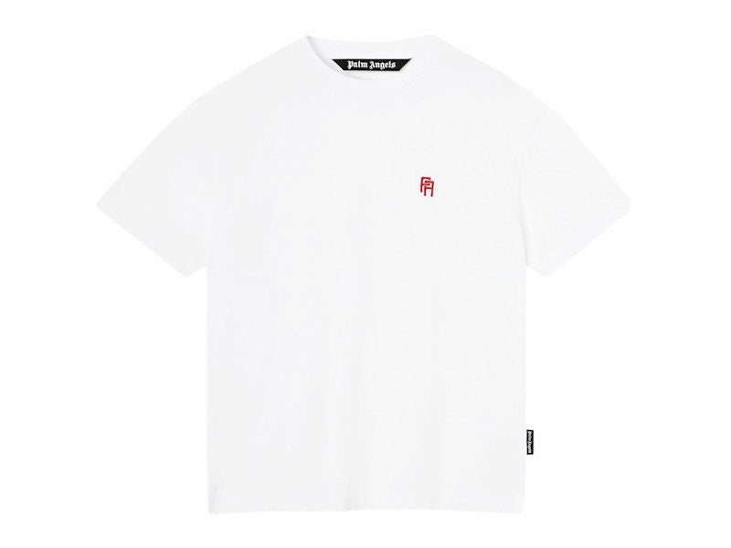 Palm Angels PA Monogram Embroidered T-Shirt White/Red