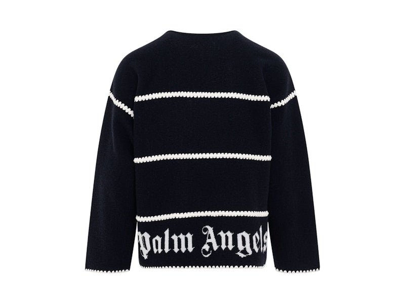Palm Angels PA Monogram Striped Sweater Blue