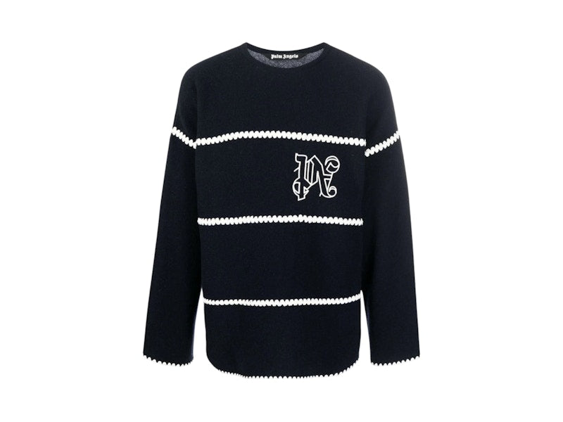 Palm Angels PA Monogram Striped Sweater Blue
