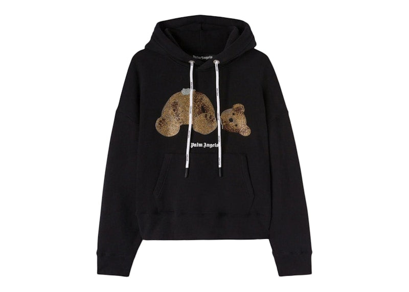 Palm Angels Pa Sequins Bear Hoodie Black/Gold
