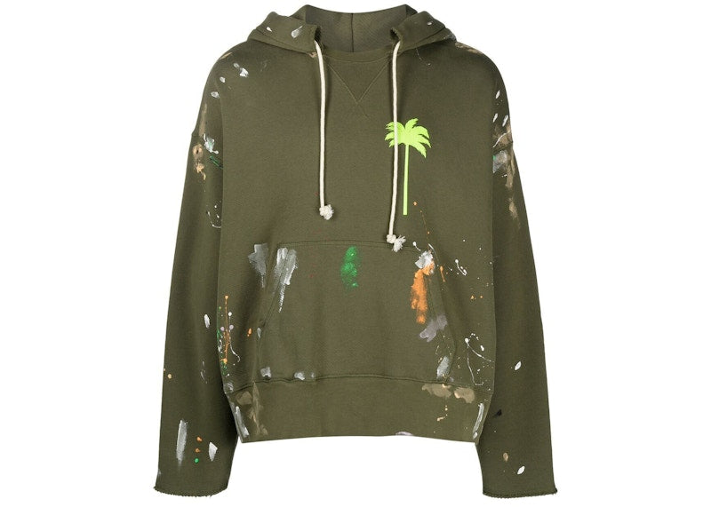 Palm Angels Paint Palm Tree Sweatshirt Green