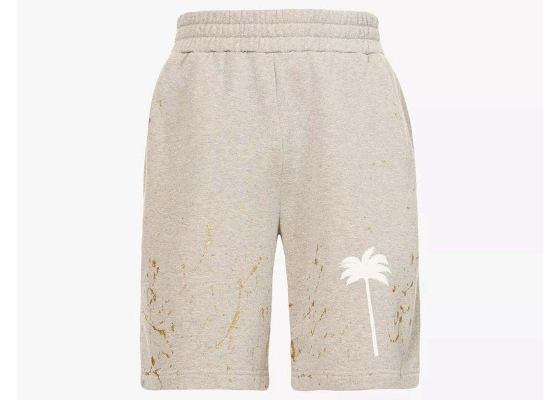 Palm Angels Paint-splatter Logo Shorts Grey