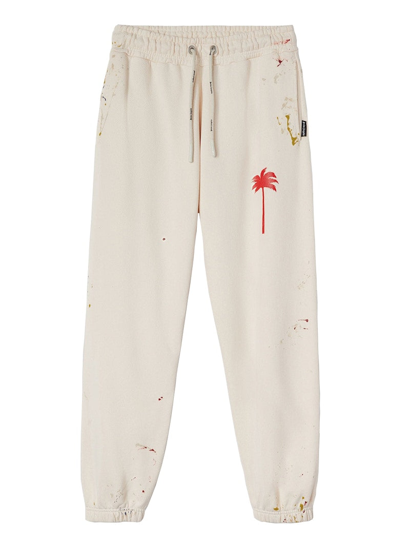 Palm Angels Painted Palm Tree Sweatpants Off White/Red
