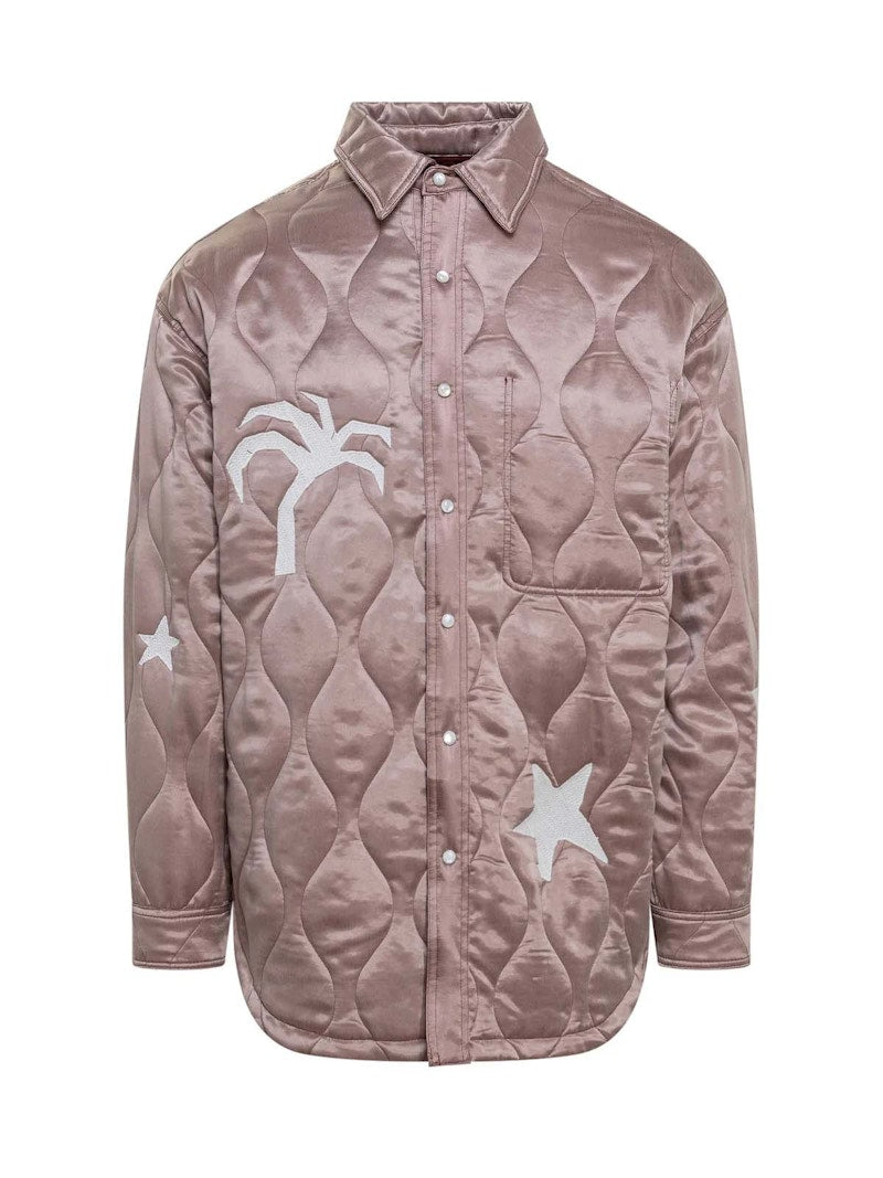 Palm Angels Life Is A Palm Quilted Overshirt Beige