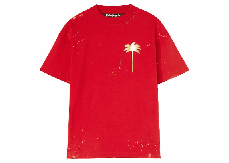 Palm Angels Palm Painted T-shirt Red/Gold