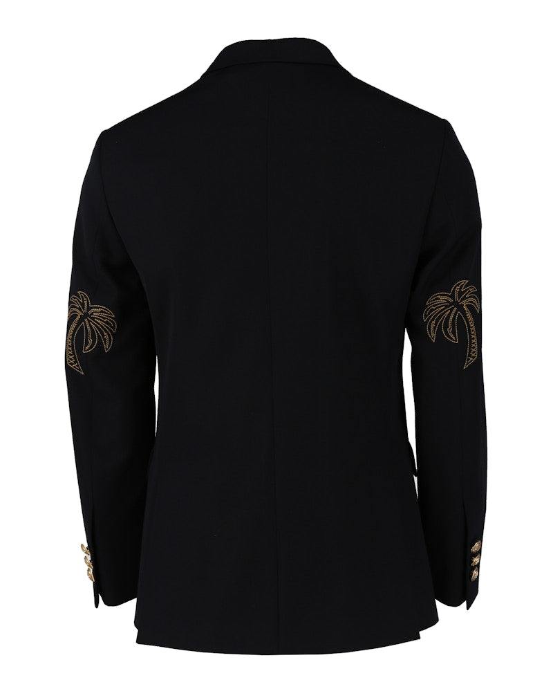 Palm Angels Palm Tree-Embroidered Blazer Navy/Blue
