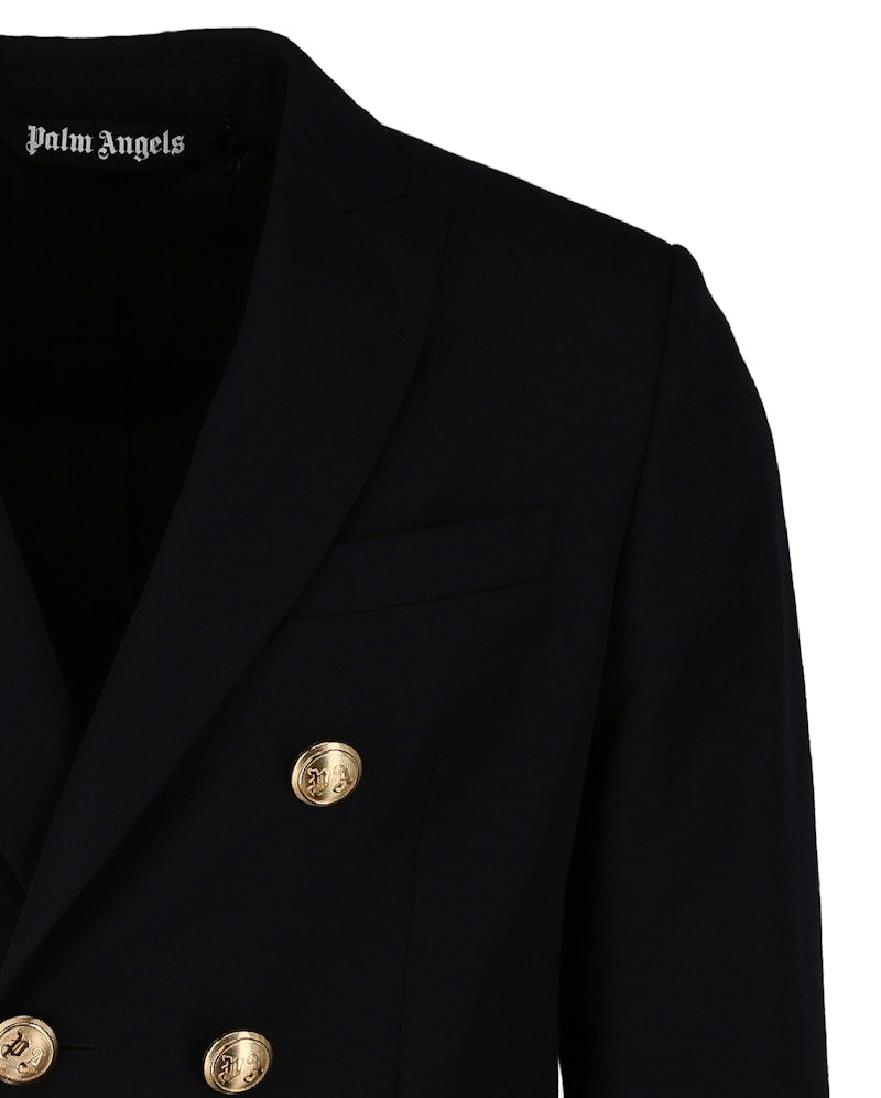 Palm Angels Palm Tree-Embroidered Blazer Navy/Blue