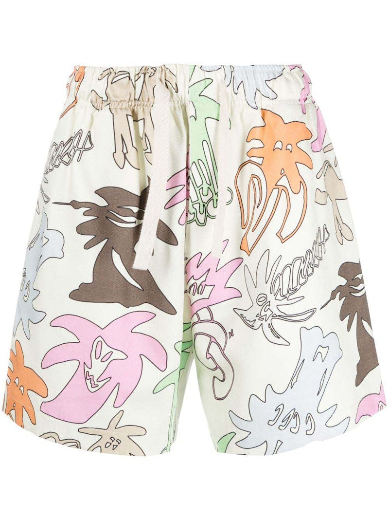 Palm Angels Palmity Allover Logo Shorts Multicolor
