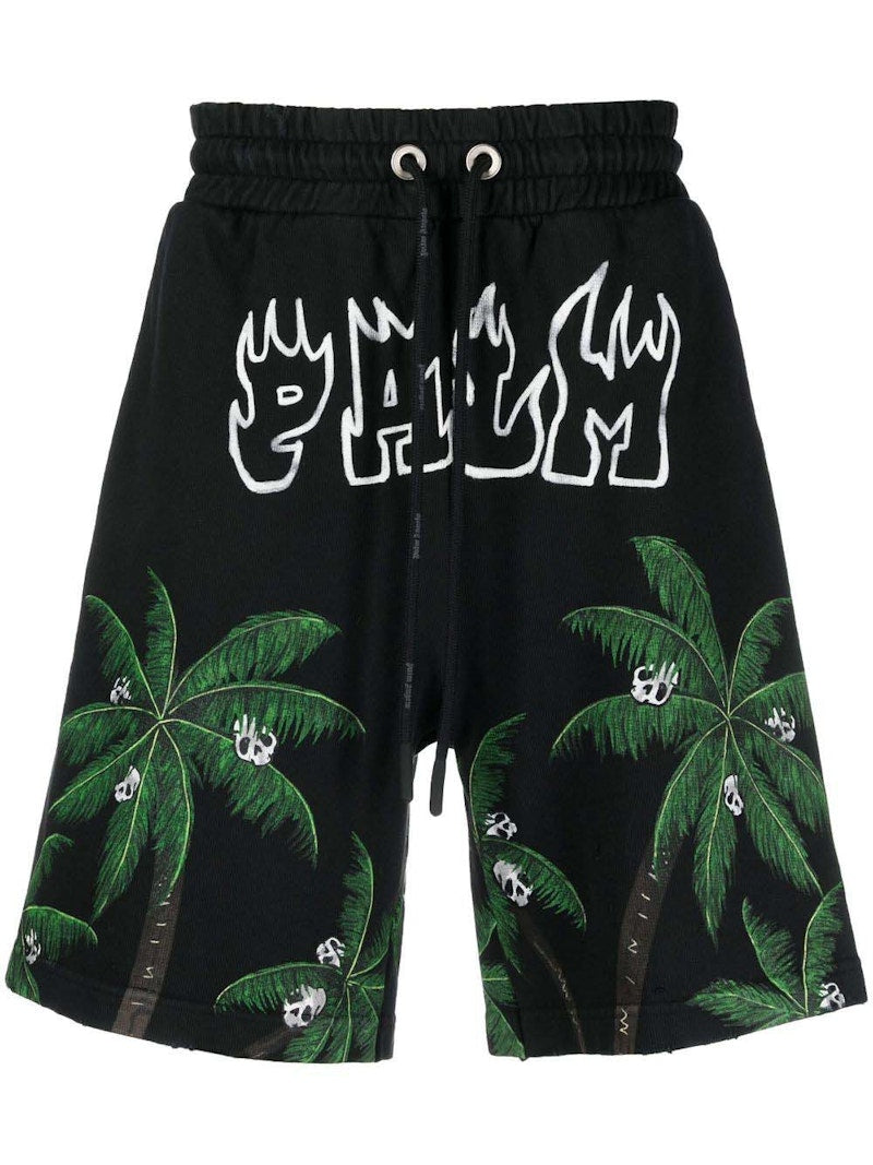Palm Angels Palms & Skull Vintage Sweatshorts Black/Green