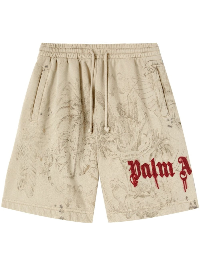 Palm Angels Pencil All Over Sweatshorts Off White