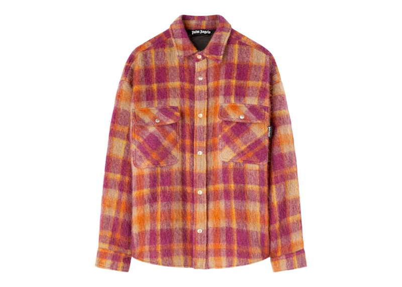 Palm Angels Plaid-Print Shirt Jacket Orange/Multicolour