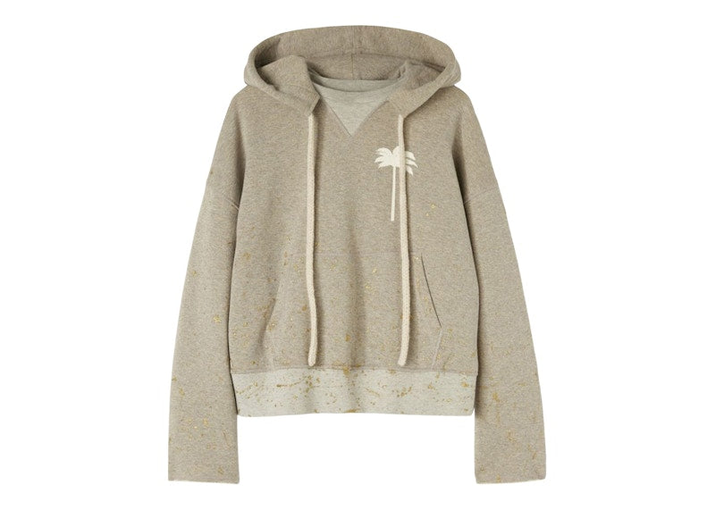 Palm Angels Pxp Painted Raw Cut Hoodie Melange Grey/White