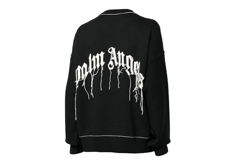 Palm Angels Shark Wool Knit Sweater Black/Light Grey