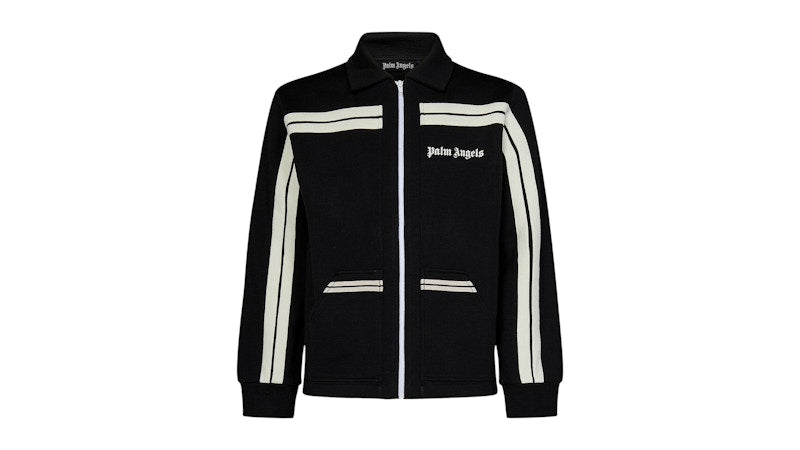 Palm Angels Shirt Collar Knit Track Jacket Black