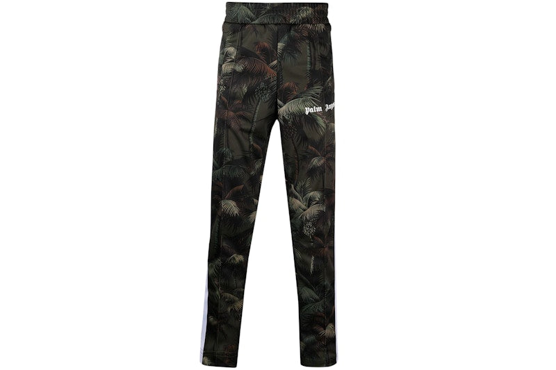 Palm Angels Side Stripe Leaf Print Track Pants Green/Multicolor