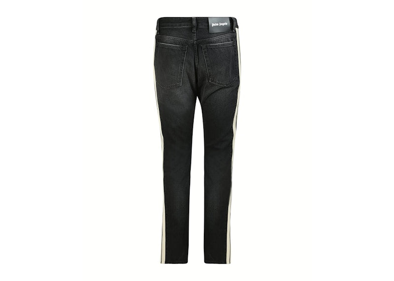 Palm Angels Side Striped Straight Fit Jeans Black/White