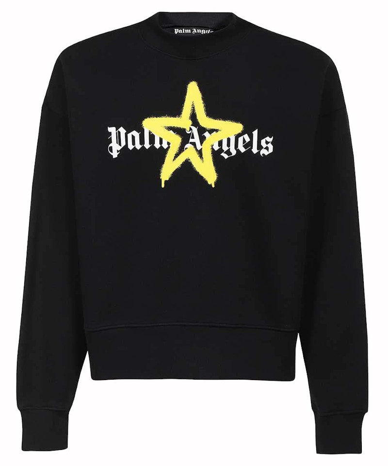 Palm Angels Spray Star Logo Sweatshirt Black/Yellow