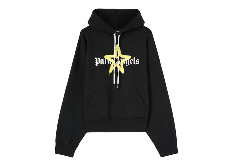 Palm Angels Star Sprayed Hoodie Black/Yellow