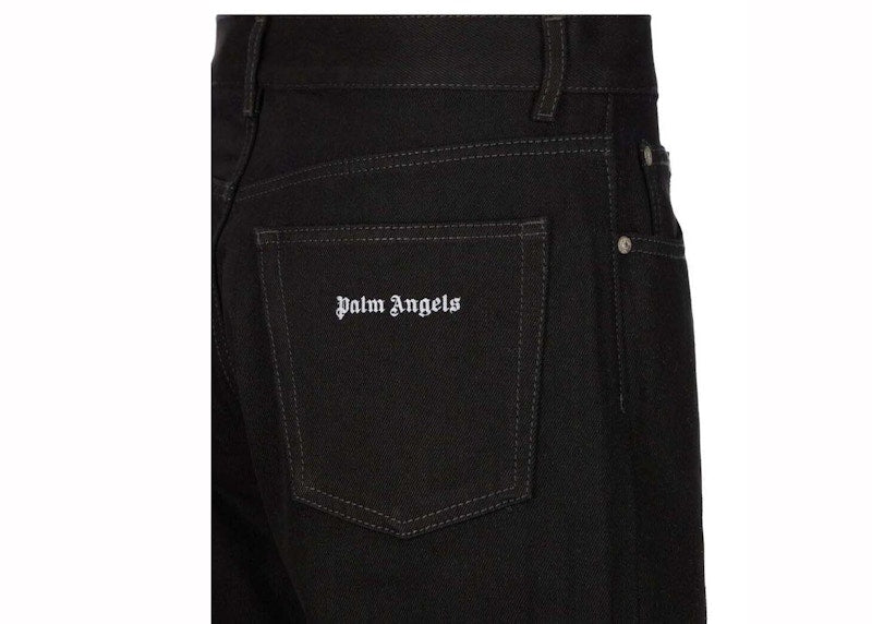 Palm Angels Straight Leg Small Pocket Logo Jeans Black
