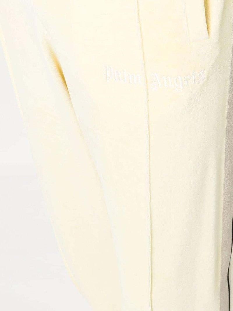 Palm Angels Stripe-Detail Chenille Trackpants Yellow