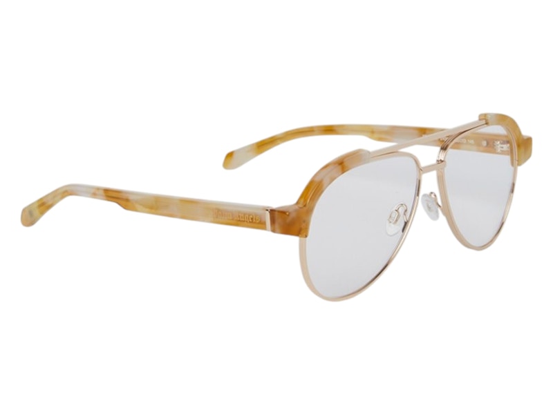 Palm Angels Style 18 Eyeglasses Light Havana Gold Clear Lens (PERJ018S25PLA0012400)