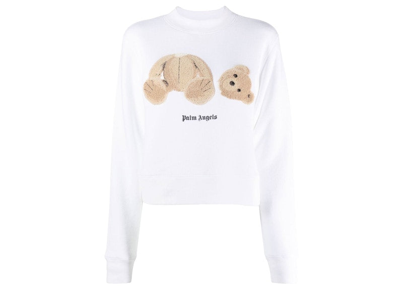 Palm Angels Teddy Bear-Print Hoodie White