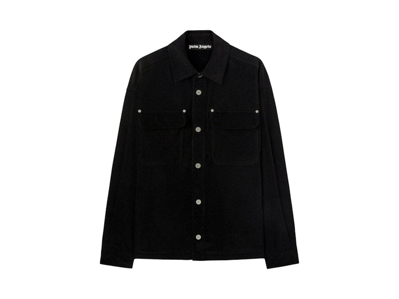 Palm Angels Velvet Back Logo Overshirt Black
