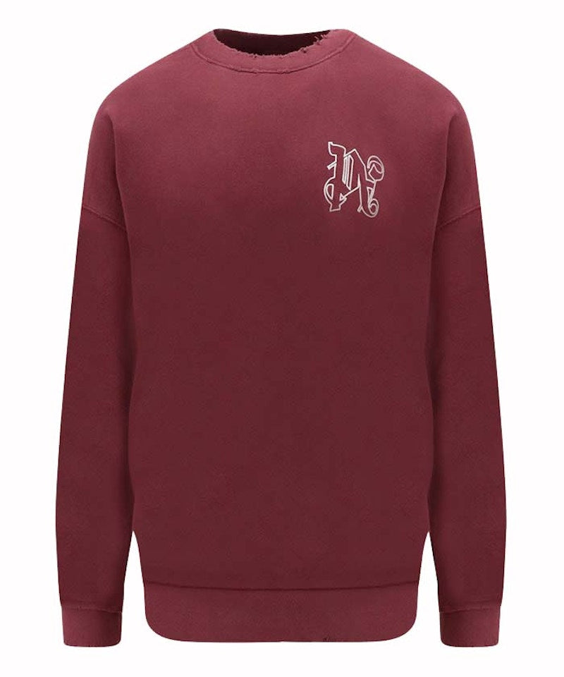 Palm Angels Vintage Effect PA Logo Sweatshirt Burgundy