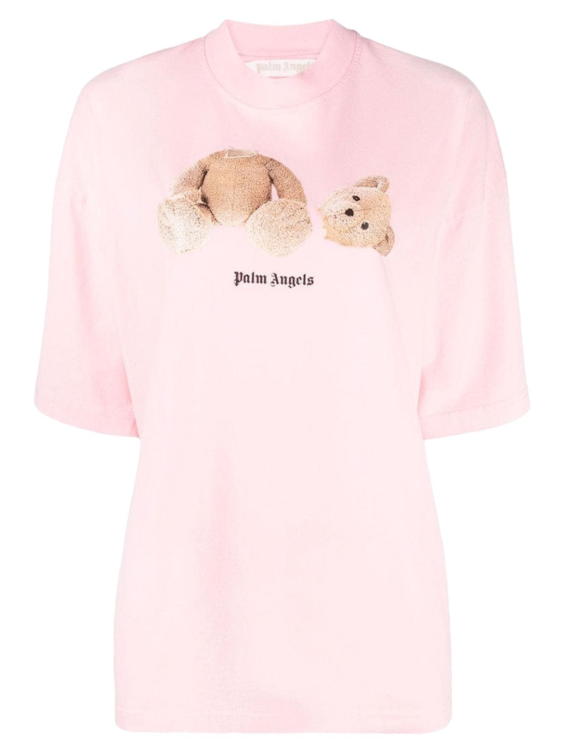 Palm Angels Womens Bear Loose T-Shirt Almond Blossom/Brown