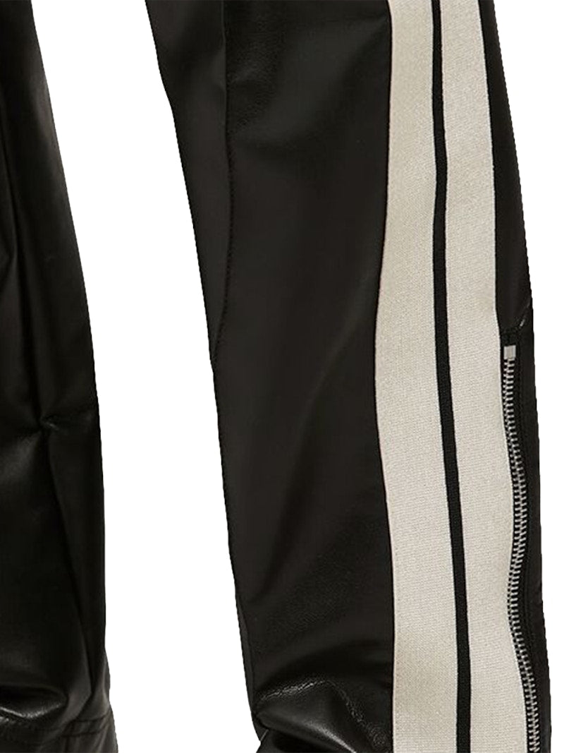 Palm Angels Womens Faux Leather Track Pants Navy Blue/Off White