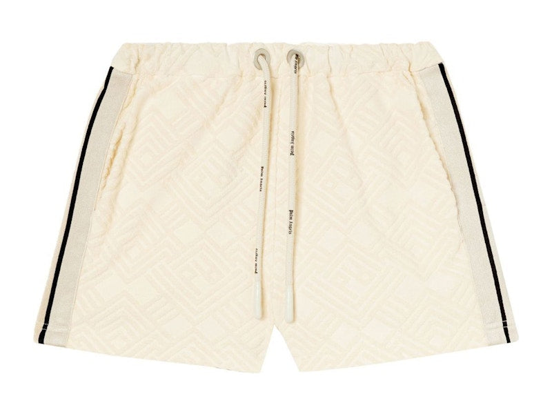 Palm Angels Womens Monogram Terry Shorts Off White/Off White