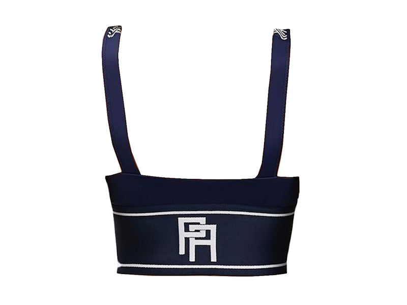 Palm Angels Womens Monogram V Top Navy Blue/Off White
