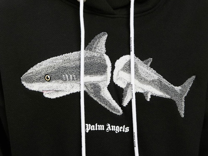 Palm Angels Womens Shark Hoodie Black/White
