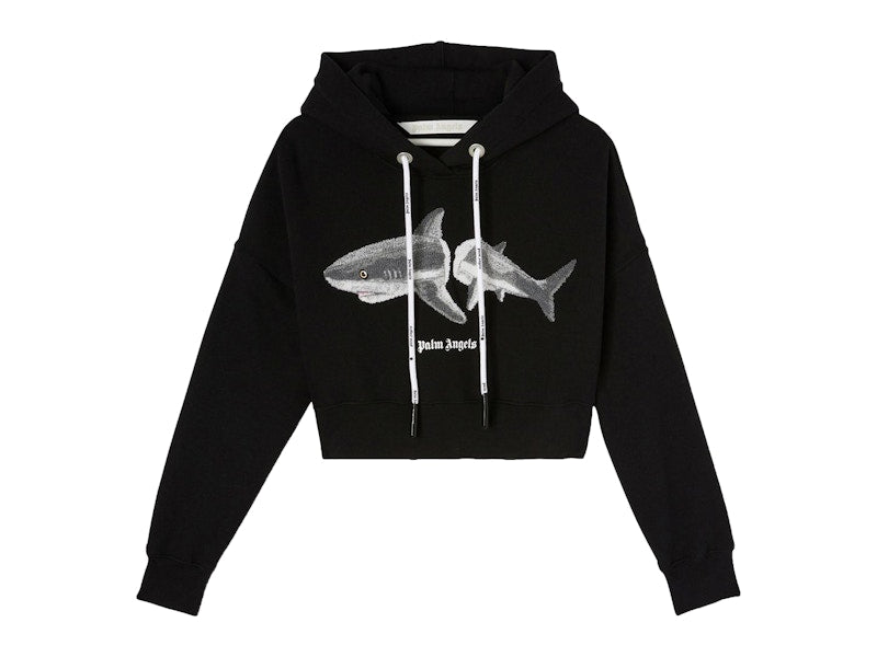 Palm Angels Womens Shark Hoodie Black/White