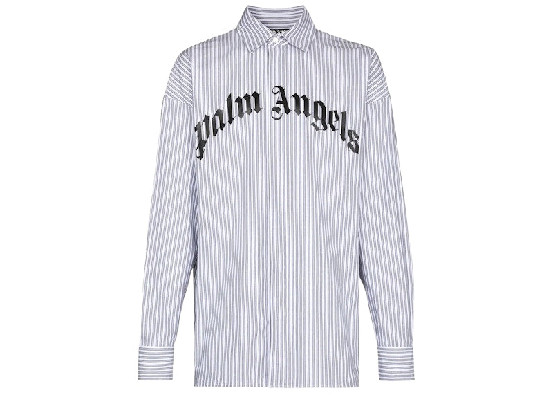 Palm Angels x Browns 50 Striped Logo Print Shirt White/Blue