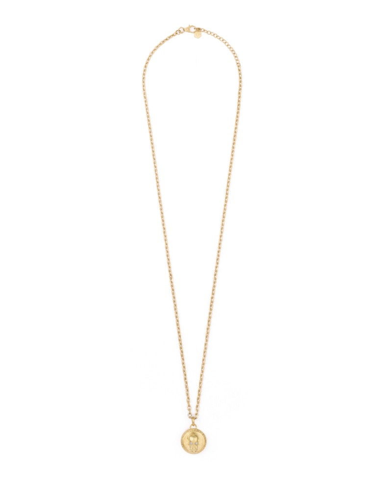 Philipp Plein 3D $kull Crystal Cable Chain Necklace Gold