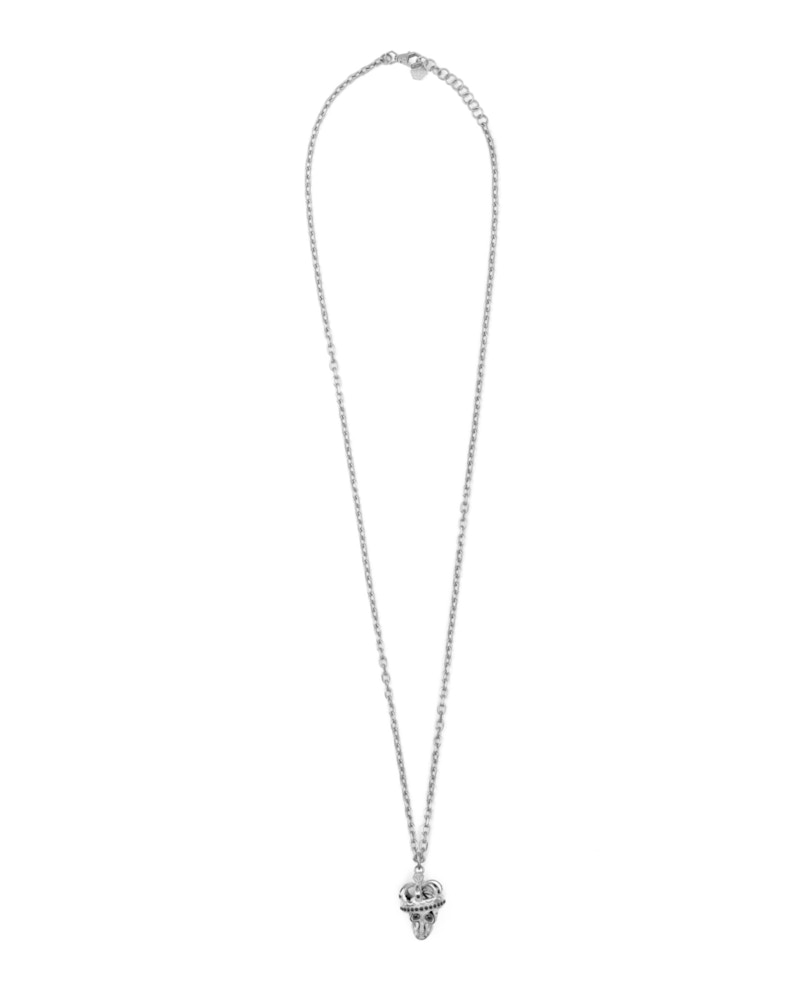 Philipp Plein 3D $kull Crystal Cable Chain Necklace Stainless Steel