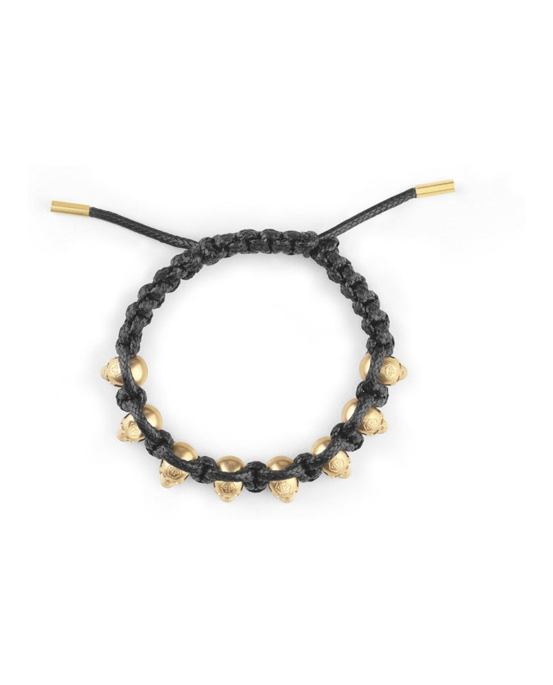 Philipp Plein 3D $kull Crystal Cotton Cord Bracelet Gold