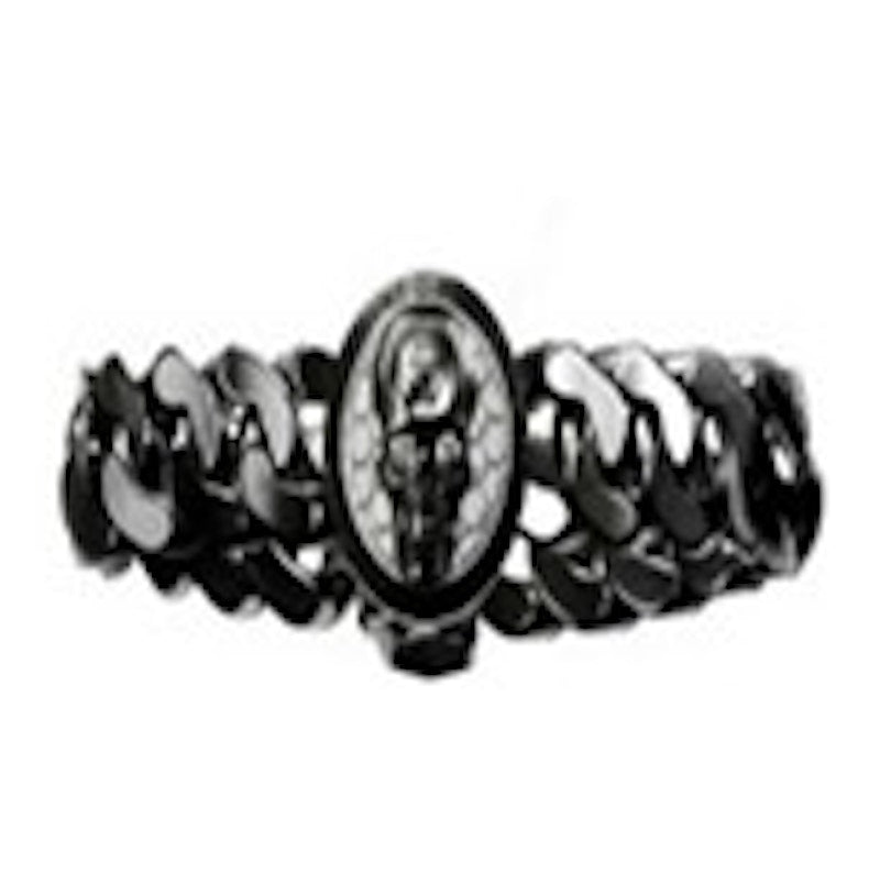 Philipp Plein 3D $kull Crystal Cuban Links Bracelet Black
