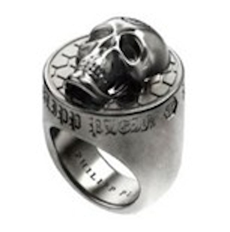 Philipp Plein 3D $kull Crystal Ring Stainless Steel