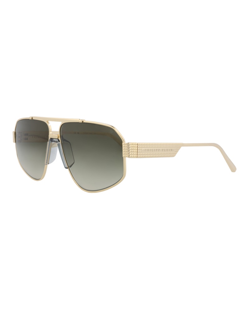 Philipp Plein Aviator-Frame Titanium Sunglasses Gold Gold Green (SPP106M-63-08FF)